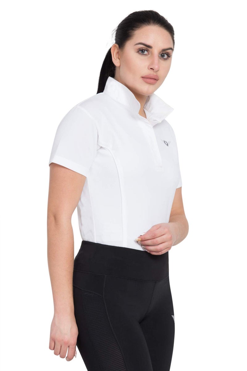 TuffRider Women's Kirby Kwik Dry Short Sleeve Show Shirt, White/White, 1X - Image 5